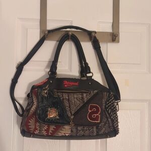 Desigual Black and Red Patterned Satchel